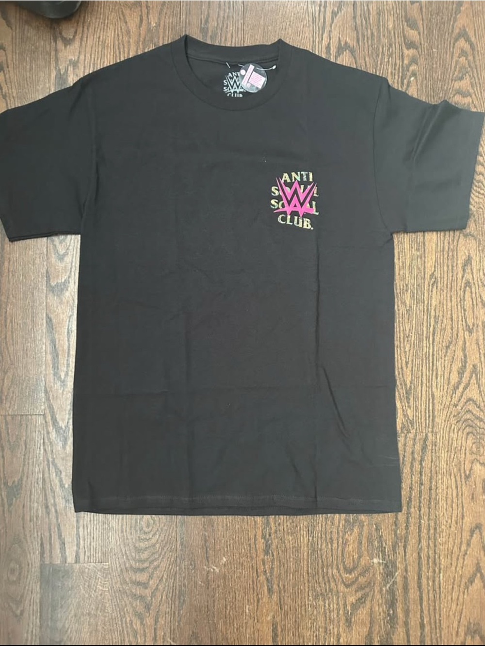 Anti Social Social Club Black Tee with Pink & Yellow Logo